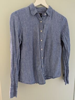 J Crew Baird McNutt Irish Linen Light Blue Button-Up Chambray Shirt Size 6